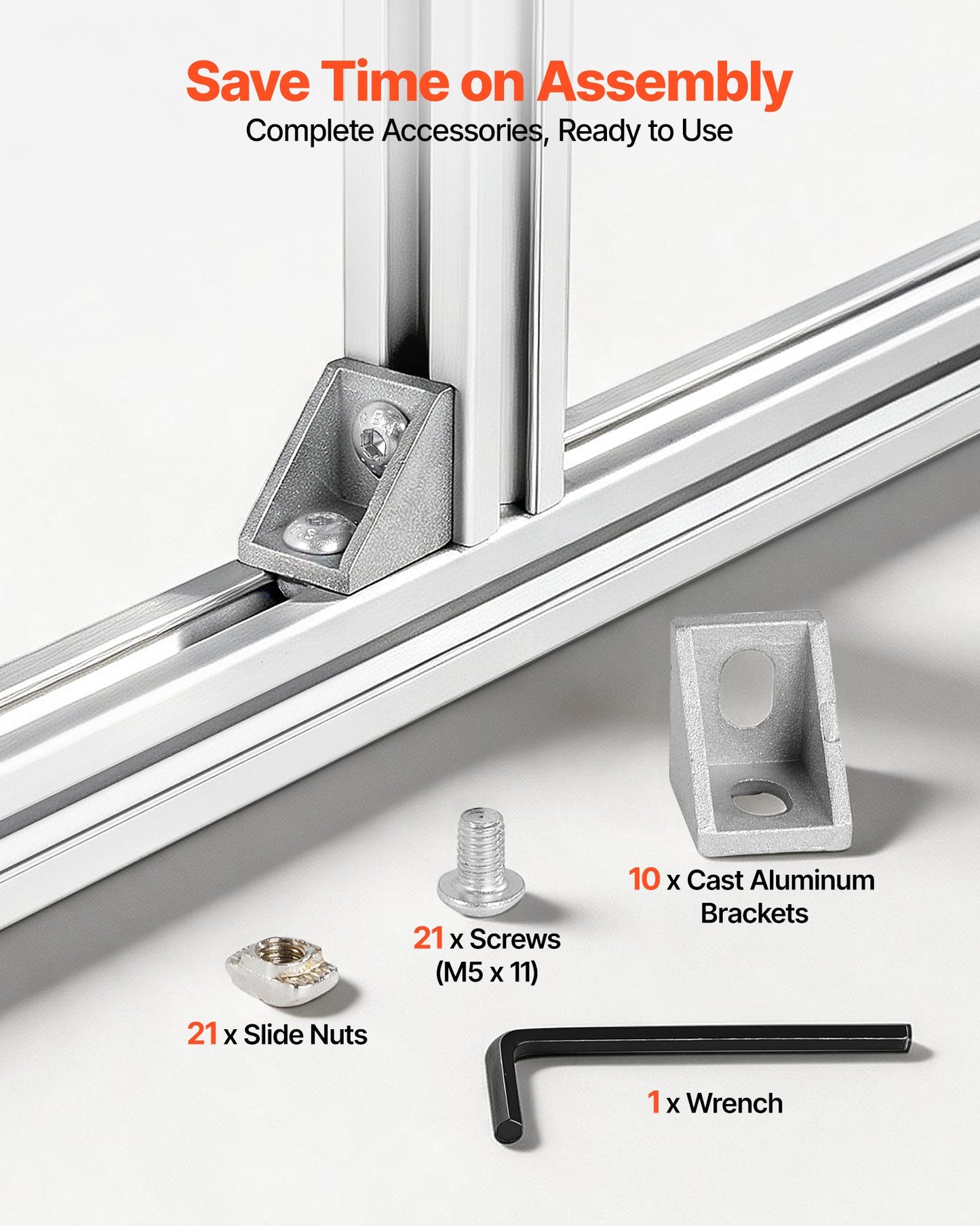 10PCS 2020 Aluminum Extrusion Profile, 48 Inch 1220 mm, T Slot European Standard Anodized Linear Rail, High-Strength Extruded Aluminum Rail, for 3D Printer Parts and CNC DIY Workbench, Silver