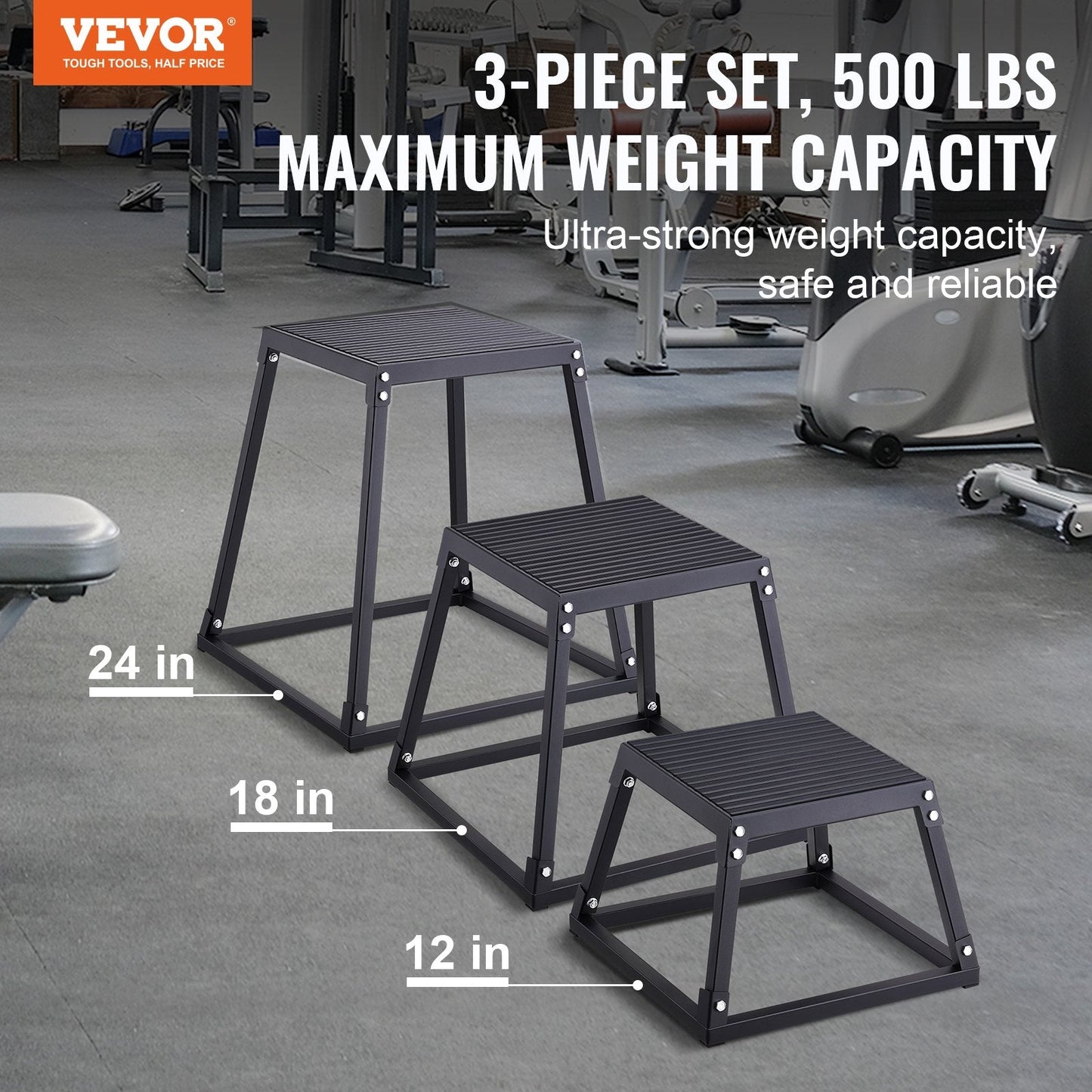 Adjustable Plyometric Box Set: 0.3/0.5/0.6m Jump Platforms for Home Gym Training