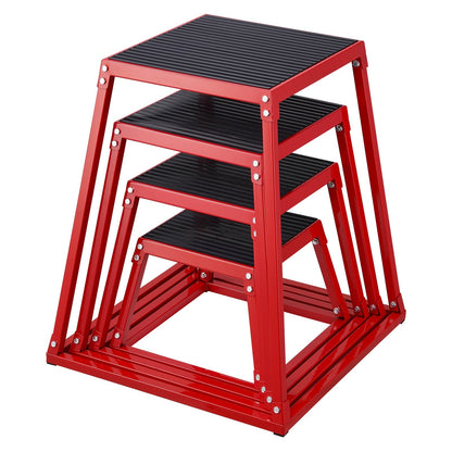 Plyometric Jump Box Set: 0.3m-0.75m, Anti-Slip, Red, Home Gym Training