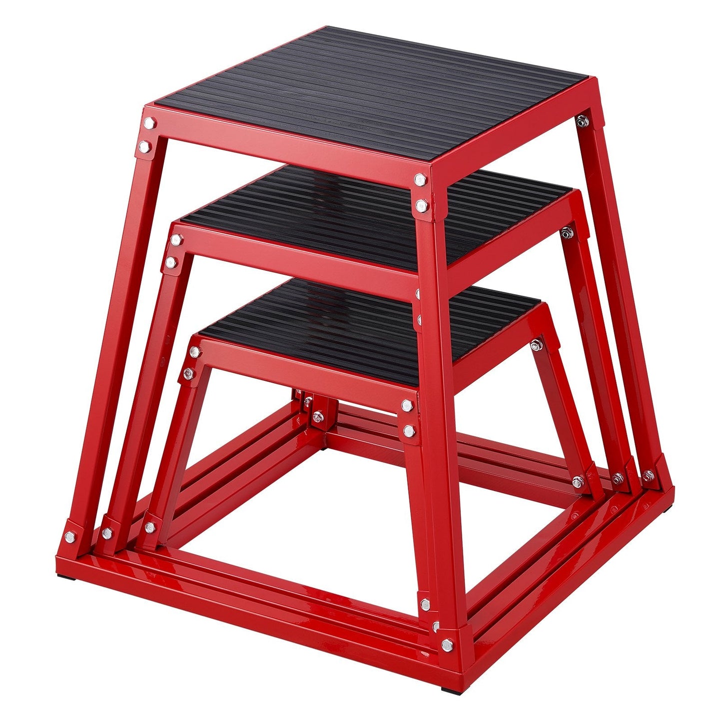 Adjustable Plyo Box Set for Home Gym Training, Red, 227 kg Capacity