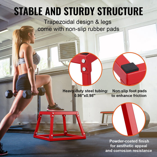 Steel Plyometric Jump Box, 0.3m Platform, Red - 227kg Capacity for Home Gym Training