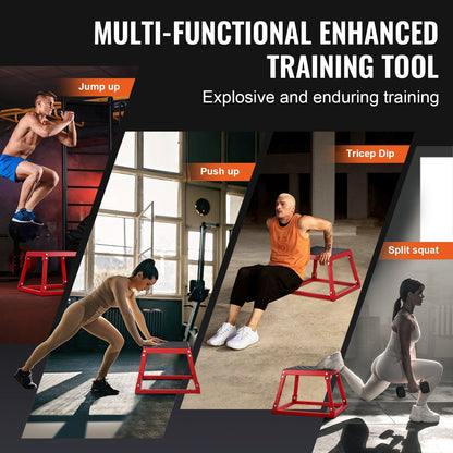 Steel Plyometric Jump Box, 0.3m Platform, Red - 227kg Capacity for Home Gym Training
