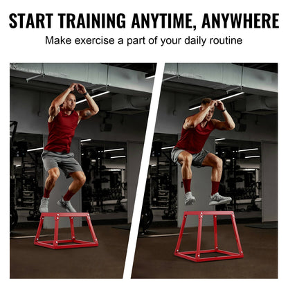 Steel Plyometric Jump Box, 0.3m Platform, Red - 227kg Capacity for Home Gym Training