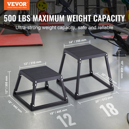 VEVOR Plyometric Jump Box, 12 Inch Plyo Box, Steel Plyometric Platform and Jumping