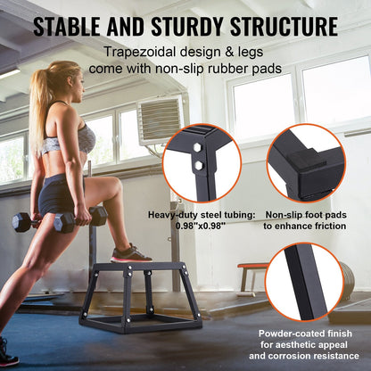 Steel Plyometric Jump Box, 0.3 Meter, Anti-Slip, 227 kg Capacity, Black