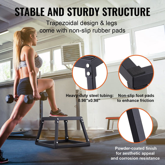 Steel Plyometric Jump Box, 0.3 Meter, Anti-Slip, 227 kg Capacity, Black
