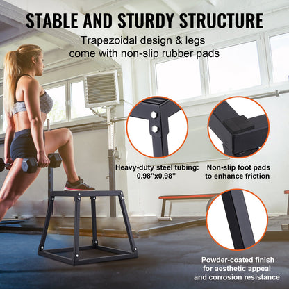 VEVOR Plyometric Jump Box, 18 Inch Plyo Box, Steel Plyometric Platform and Jumping