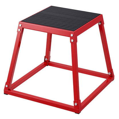 Steel Plyometric Platform Box, 0.46m, Red, 227kg Capacity, Anti-Slip Fitness Tool