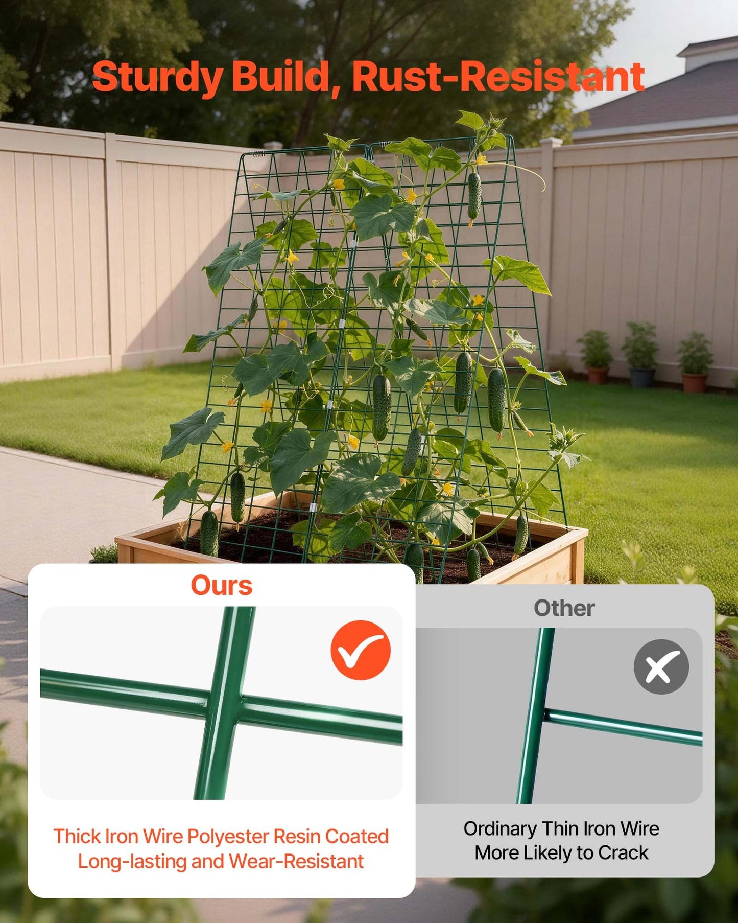 Cucumber Trellis 4 Pack, A-Frame Garden Trellises for Raised Bed, Metal Rustproof Coating Plant Support for Vine, Climbing Plants, Peas, Beans, Zucchini, Tomato, Flower (1170 x 430 mm x 4PCS)