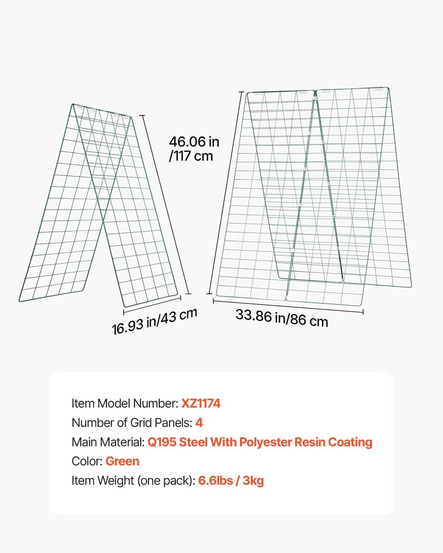 Cucumber Trellis 4 Pack, A-Frame Garden Trellises for Raised Bed, Metal Rustproof Coating Plant Support for Vine, Climbing Plants, Peas, Beans, Zucchini, Tomato, Flower (1170 x 430 mm x 4PCS)