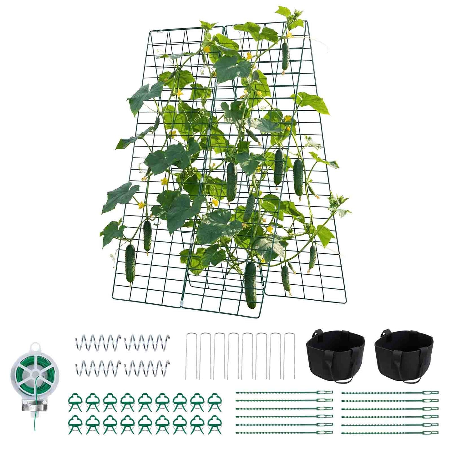 Cucumber Trellis 4 Pack, A-Frame Garden Trellises for Raised Bed, Metal Rustproof Coating Plant Support for Vine, Climbing Plants, Peas, Beans, Zucchini, Tomato, Flower (1170 x 430 mm x 4PCS)