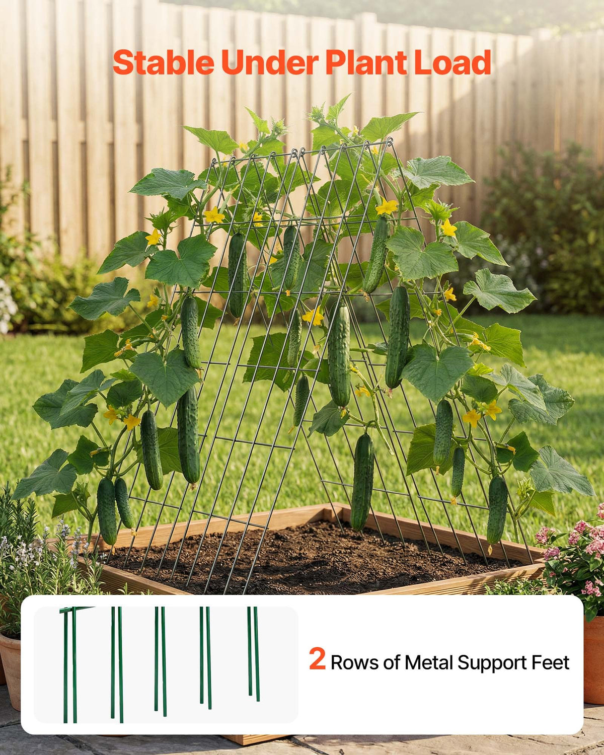 Cucumber Trellis 4 Pack, A-Frame Garden Trellises for Raised Bed, Metal Rustproof Coating Plant Support for Vine, Climbing Plants, Peas, Beans, Zucchini, Tomato, Flower (990 x 400 mm x 4PCS)