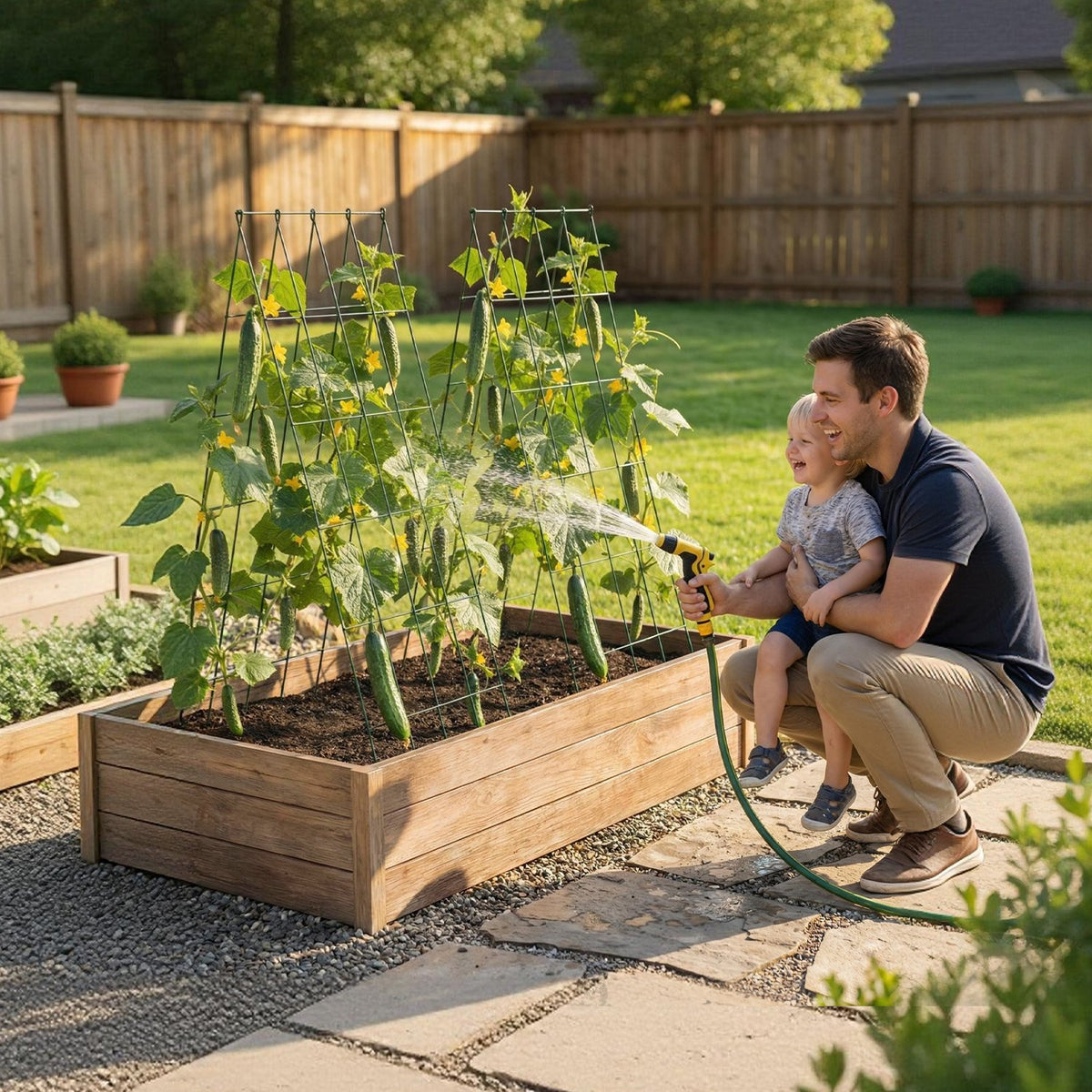 Cucumber Trellis 4 Pack, A-Frame Garden Trellises for Raised Bed, Metal Rustproof Coating Plant Support for Vine, Climbing Plants, Peas, Beans, Zucchini, Tomato, Flower (990 x 400 mm x 4PCS)