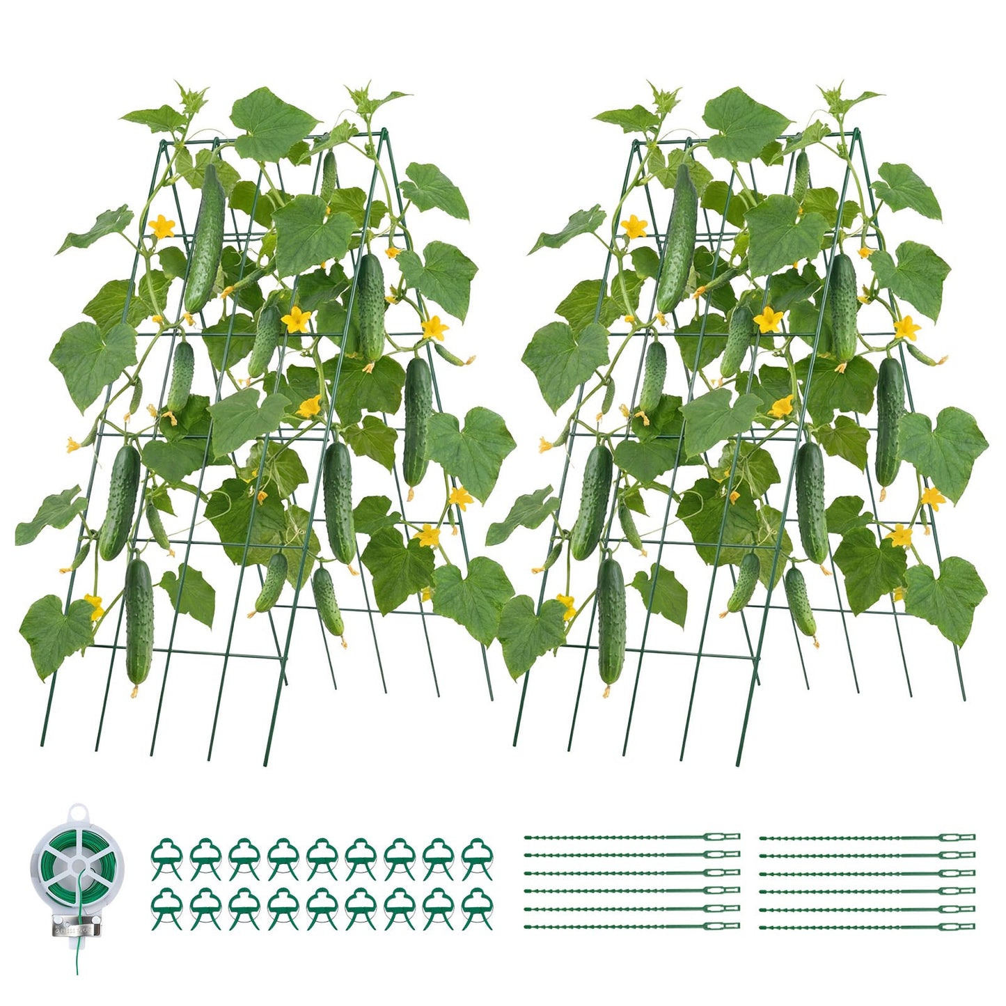 Cucumber Trellis 4 Pack, A-Frame Garden Trellises for Raised Bed, Metal Rustproof Coating Plant Support for Vine, Climbing Plants, Peas, Beans, Zucchini, Tomato, Flower (990 x 400 mm x 4PCS)