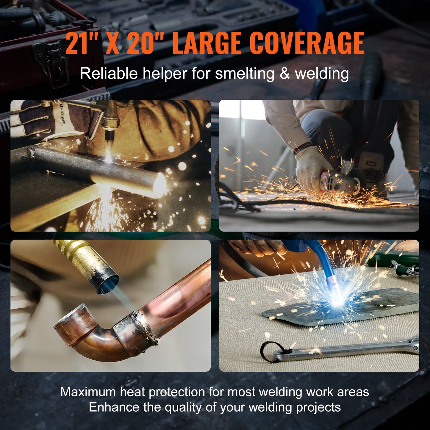 VEVOR 21" x 20" Welding Blankets Flame Retardant Welding Mat Up To 1800°F 6 Pack