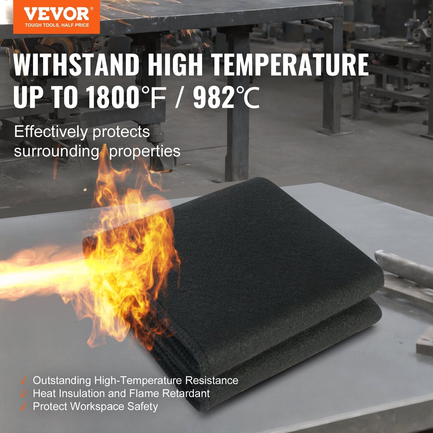 Carbon Fiber Welding Blanket, 0.31m x 0.7m, Heat Resistant to 982°C, 1 Pack