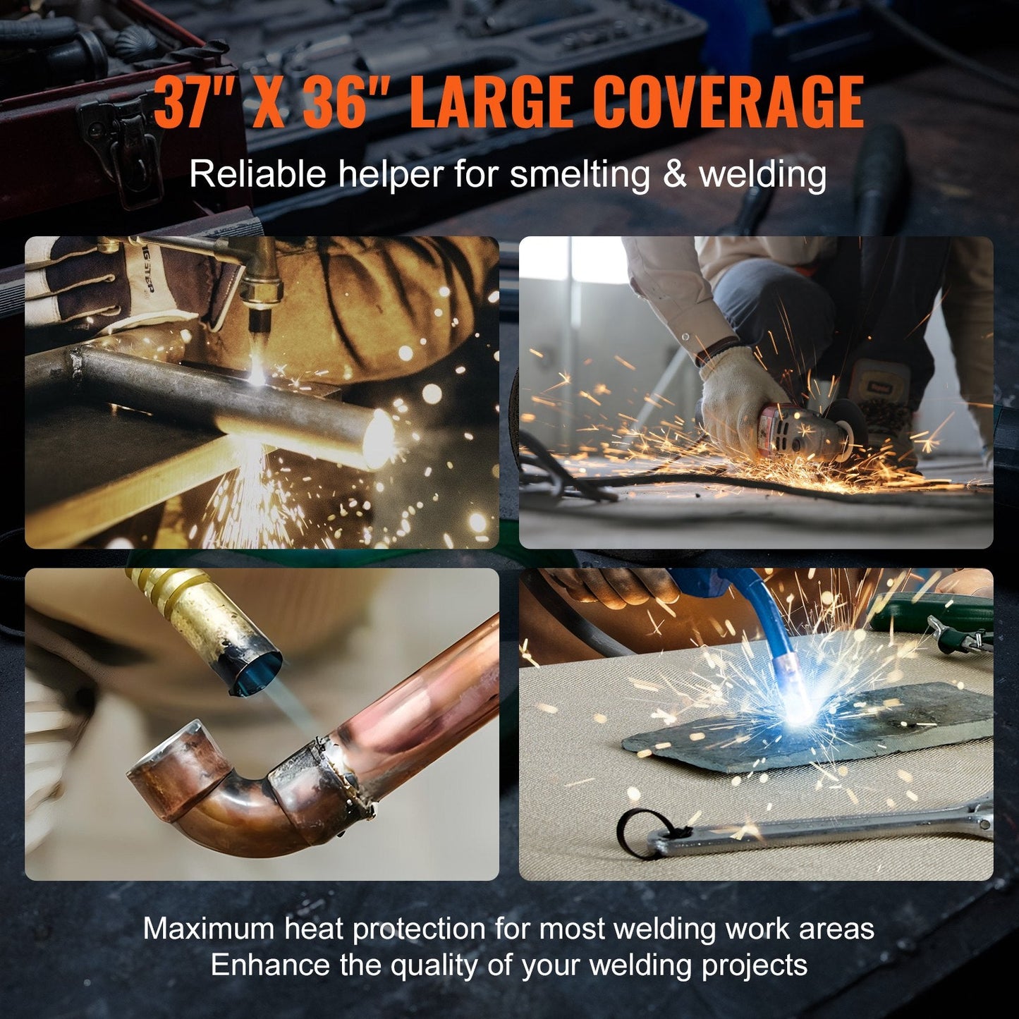 Flame-Retardant Welding Blanket Set, 0.95m x 0.91m, Carbon Fiber, 4-Pack