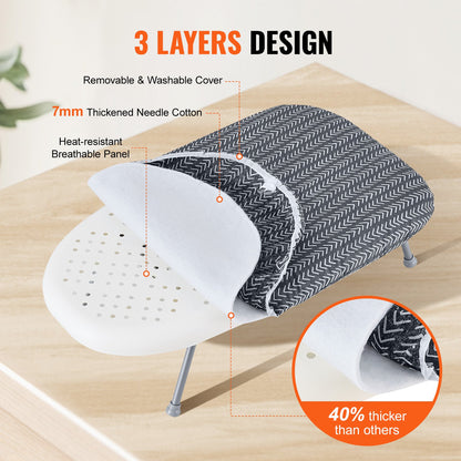 Tabletop Ironing Board 23.4 x 14.4, Small Iron Board with Heat Resistant Cover and 100% Cotton Cover, Mini Ironing Board with 7mm Thickened Needle Cotton Layer for Small Spaces, Travel Use