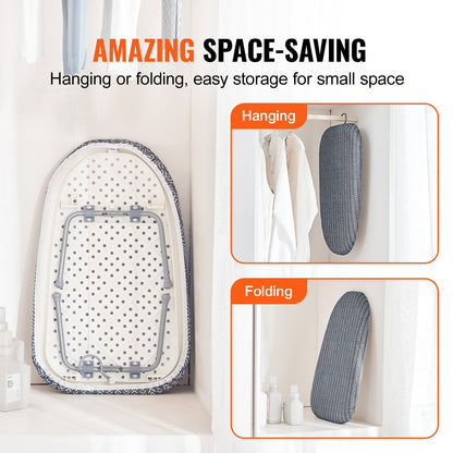 Tabletop Ironing Board 23.4 x 14.4, Small Iron Board with Heat Resistant Cover and 100% Cotton Cover, Mini Ironing Board with 7mm Thickened Needle Cotton Layer for Small Spaces, Travel Use