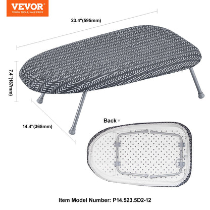 Tabletop Ironing Board 23.4 x 14.4, Small Iron Board with Heat Resistant Cover and 100% Cotton Cover, Mini Ironing Board with 7mm Thickened Needle Cotton Layer for Small Spaces, Travel Use