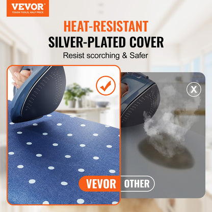 VEVOR Ironing Board with Bottom Storage Tray, Thickened 4 Layers Iron Board with