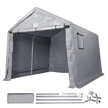 Portable Storage Shelter Garage Shed with Zipper Door, 2.13 x 3.66 x 2.24 m