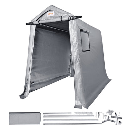 Portable Outdoor Storage Shed with Zipper Door - 1.8 x 2.4 x 2.1 m, Gray