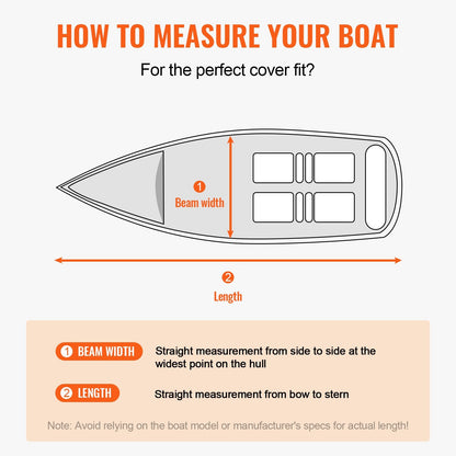Waterproof Boat Cover for 4.88-5.64 m V-Hull/Tri-Hull, Tear-Resistant Oxford