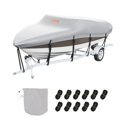 Waterproof Boat Cover for 4.88-5.64 m V-Hull/Tri-Hull, Tear-Resistant Oxford