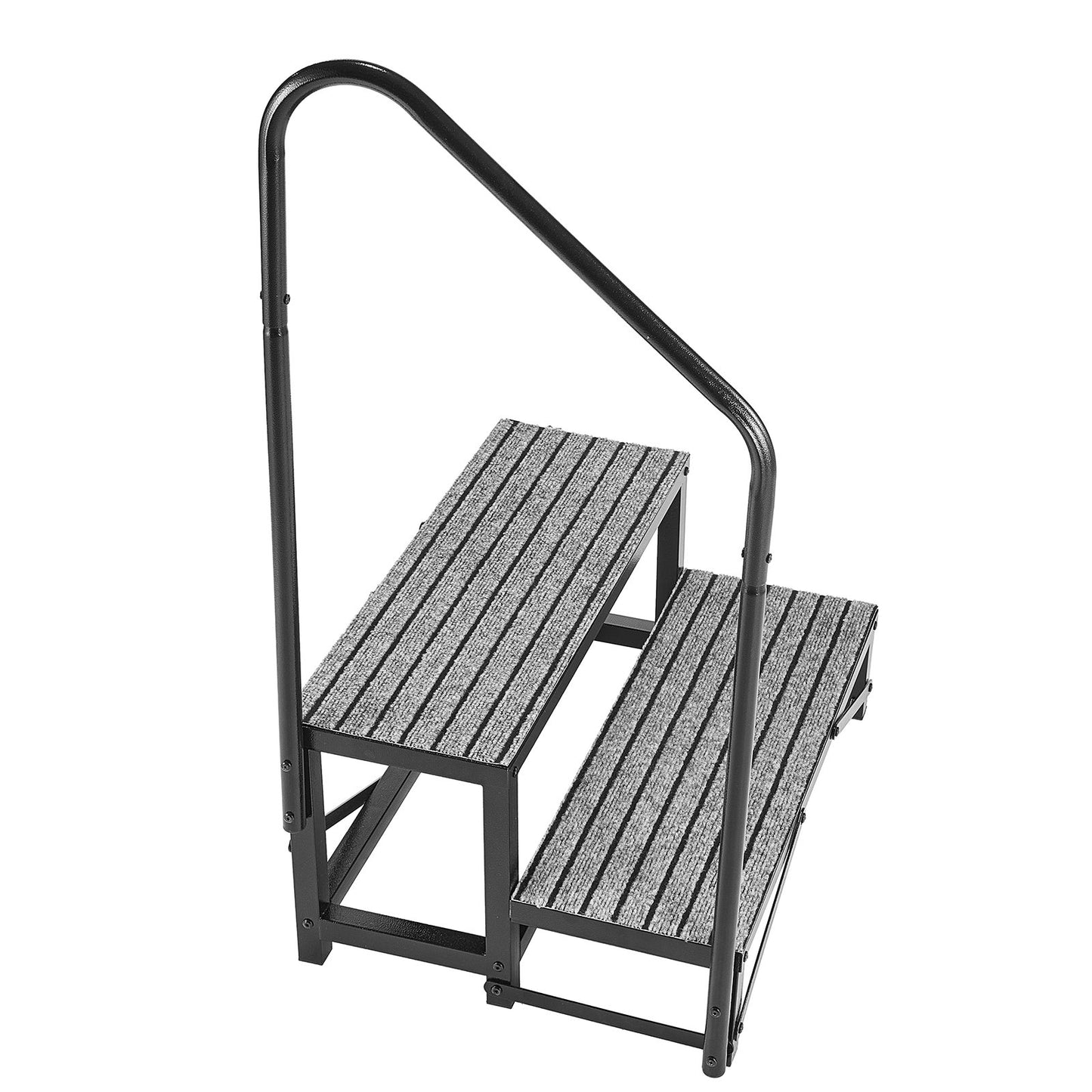 RV Steps with Handrail, 2 Steps, 300 kg Load Capacity, Heavy Duty Outdoor RV Stairs with Non-Slip Mat for Elderly and Pets, Portable Stairs for Hot Tub, Camper, Mobile Home, Porch, Pool, SPA