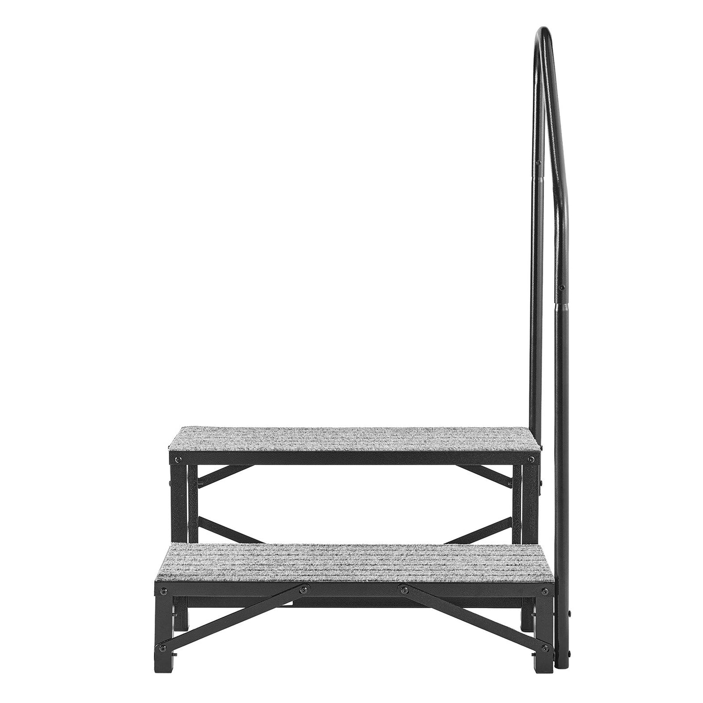 RV Steps with Handrail, 2 Steps, 300 kg Load Capacity, Heavy Duty Outdoor RV Stairs with Non-Slip Mat for Elderly and Pets, Portable Stairs for Hot Tub, Camper, Mobile Home, Porch, Pool, SPA