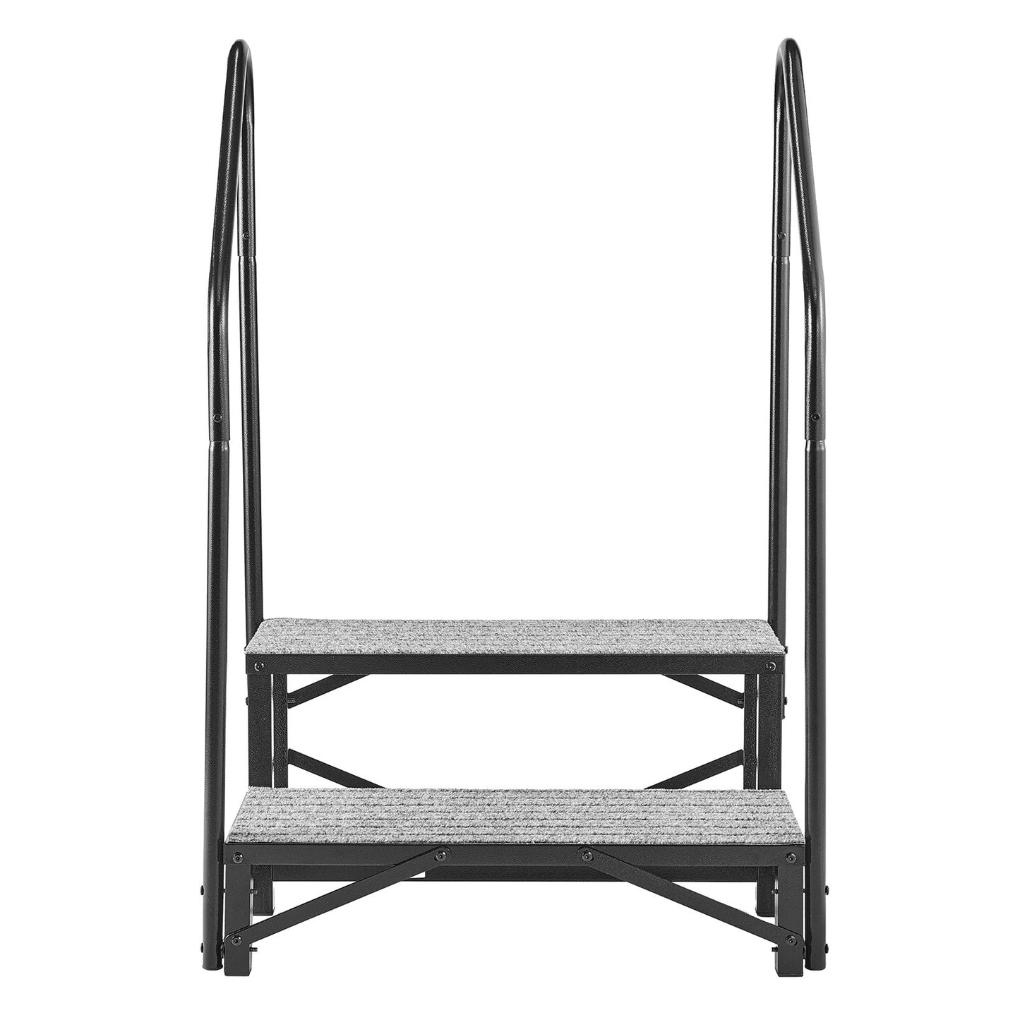 RV Steps with Dual Handrails, 2 Steps, 300 kg Load Capacity, Heavy Duty Outdoor RV Stairs with Non-Slip Mat for Elderly/Pets, Portable Stairs for Hot Tub, Camper, Mobile Home, Porch, Pool, SPA