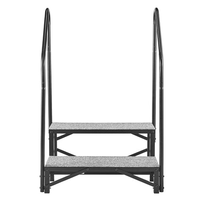 RV Steps with Dual Handrails, 2 Steps, 300 kg Load Capacity, Heavy Duty Outdoor RV Stairs with Non-Slip Mat for Elderly/Pets, Portable Stairs for Hot Tub, Camper, Mobile Home, Porch, Pool, SPA
