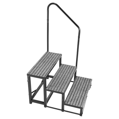 RV Steps with Handrail, 3 Steps, 300 kg Load Capacity, Heavy Duty Outdoor RV Stairs with Non-Slip Mat for Elderly and Pets, Portable Stairs for Hot Tub, Camper, Mobile Home, Porch, Pool, SPA