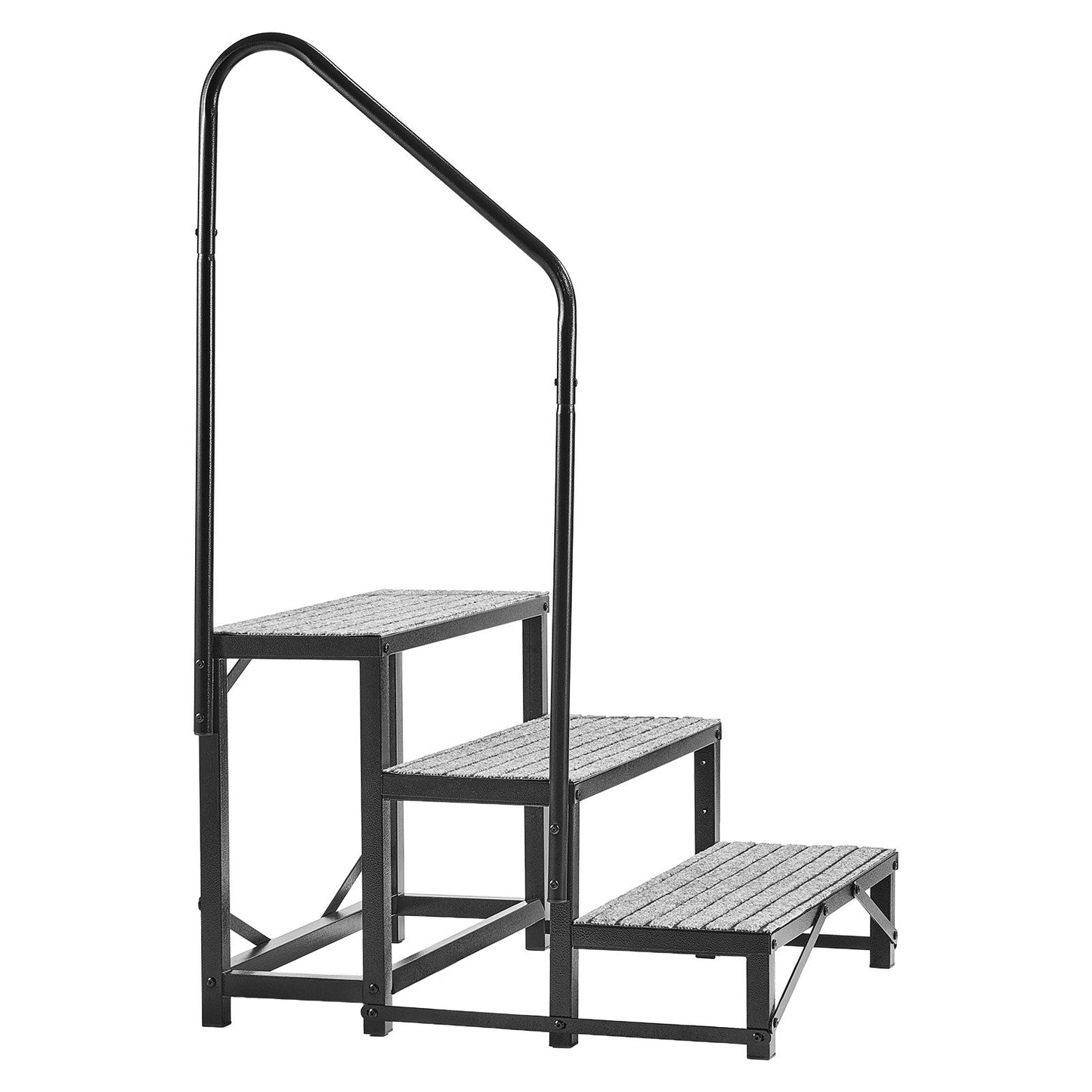 RV Steps with Handrail, 3 Steps, 300 kg Load Capacity, Heavy Duty Outdoor RV Stairs with Non-Slip Mat for Elderly and Pets, Portable Stairs for Hot Tub, Camper, Mobile Home, Porch, Pool, SPA
