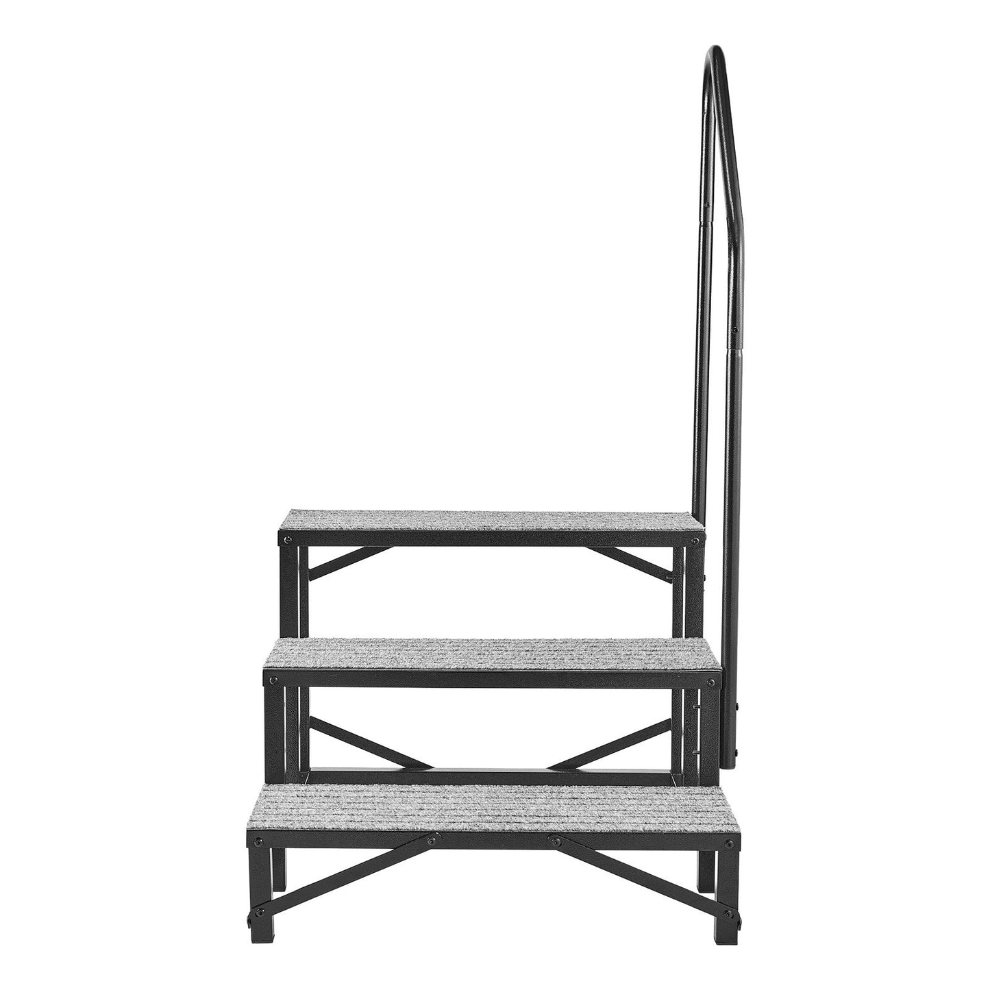 RV Steps with Handrail, 3 Steps, 300 kg Load Capacity, Heavy Duty Outdoor RV Stairs with Non-Slip Mat for Elderly and Pets, Portable Stairs for Hot Tub, Camper, Mobile Home, Porch, Pool, SPA