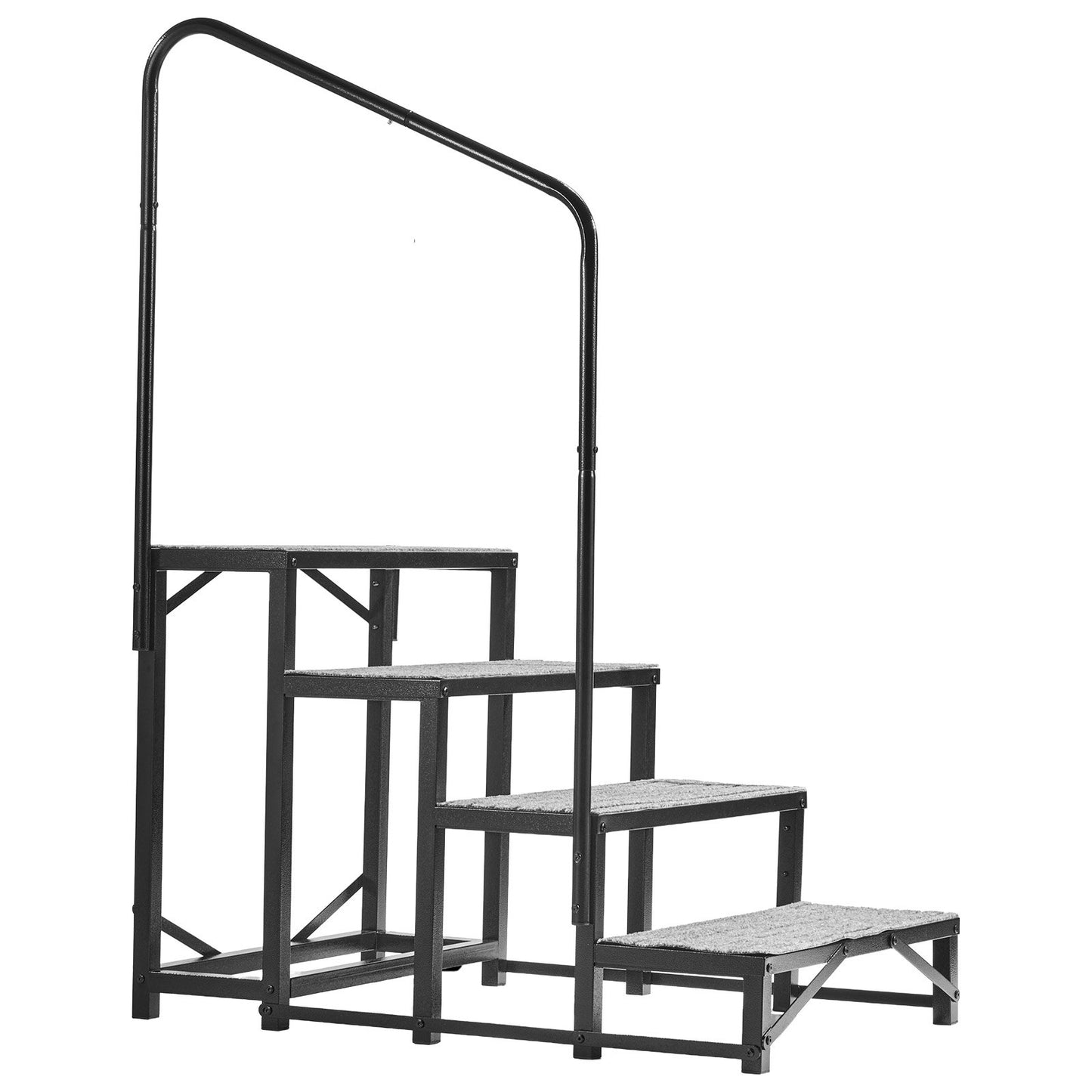 RV Steps with Handrail, 4 Steps, 300 kg Load Capacity, Heavy Duty Outdoor RV Stairs with Non-Slip Mat for Elderly and Pets, Portable Stairs for Hot Tub, Camper, Mobile Home, Porch, Pool, SPA