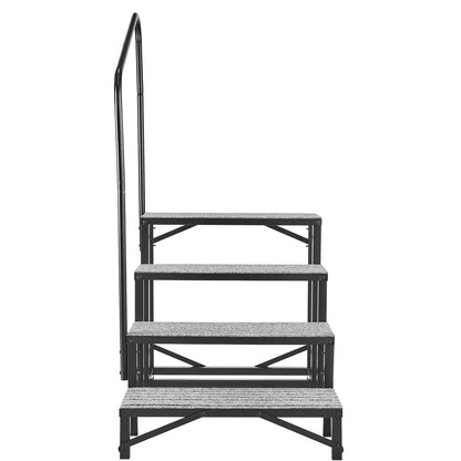 RV Steps with Handrail, 4 Steps, 300 kg Load Capacity, Heavy Duty Outdoor RV Stairs with Non-Slip Mat for Elderly and Pets, Portable Stairs for Hot Tub, Camper, Mobile Home, Porch, Pool, SPA