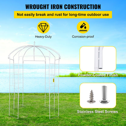 VEVOR Birdcage Shape Garden Arbor, 9\' High x 6.6\' Wide, Heavy Duty Wrought Iron