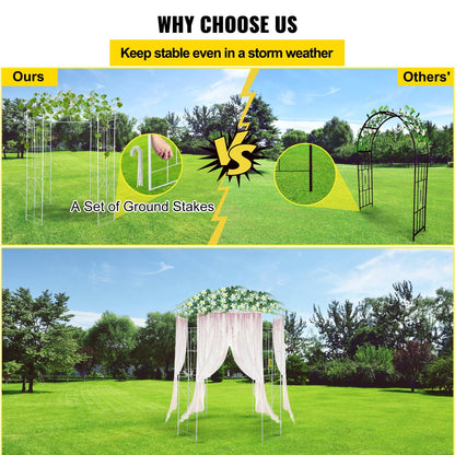 Birdcage Garden Arbor: 2.7m High, 2m Wide Wrought Iron Wedding Arch Trellis