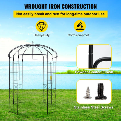 Birdcage Style Garden Arbor: 2.4m High, 1.6m Wide, Heavy Duty Iron Arch Trellis
