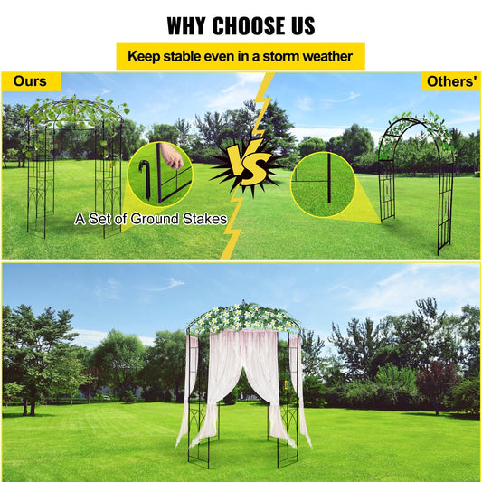 Birdcage Style Garden Arbor: 2.4m High, 1.6m Wide, Heavy Duty Iron Arch Trellis