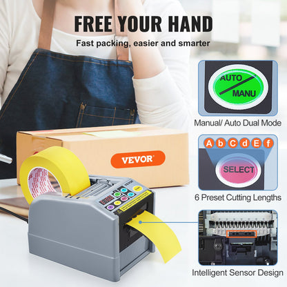 VEVOR Automatic Tape Dispenser, Self-Adhesive Electric Tape Cutter, 25 W Packaging