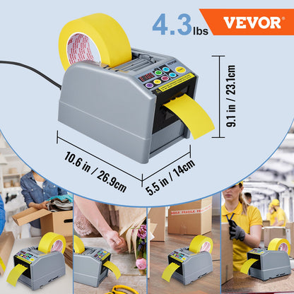 VEVOR Automatic Tape Dispenser, Self-Adhesive Electric Tape Cutter, 25 W Packaging
