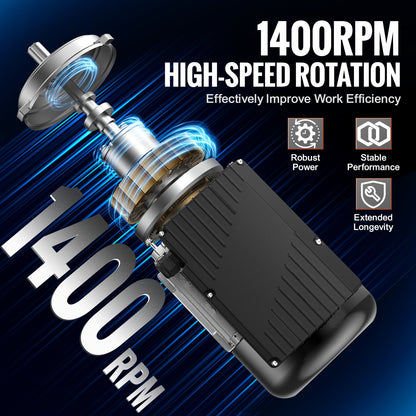 VEVOR 0.55KW Electric Motor 1400 rpm, AC 220~240V 4.5A, 80, B3 Frame, Air Compressor