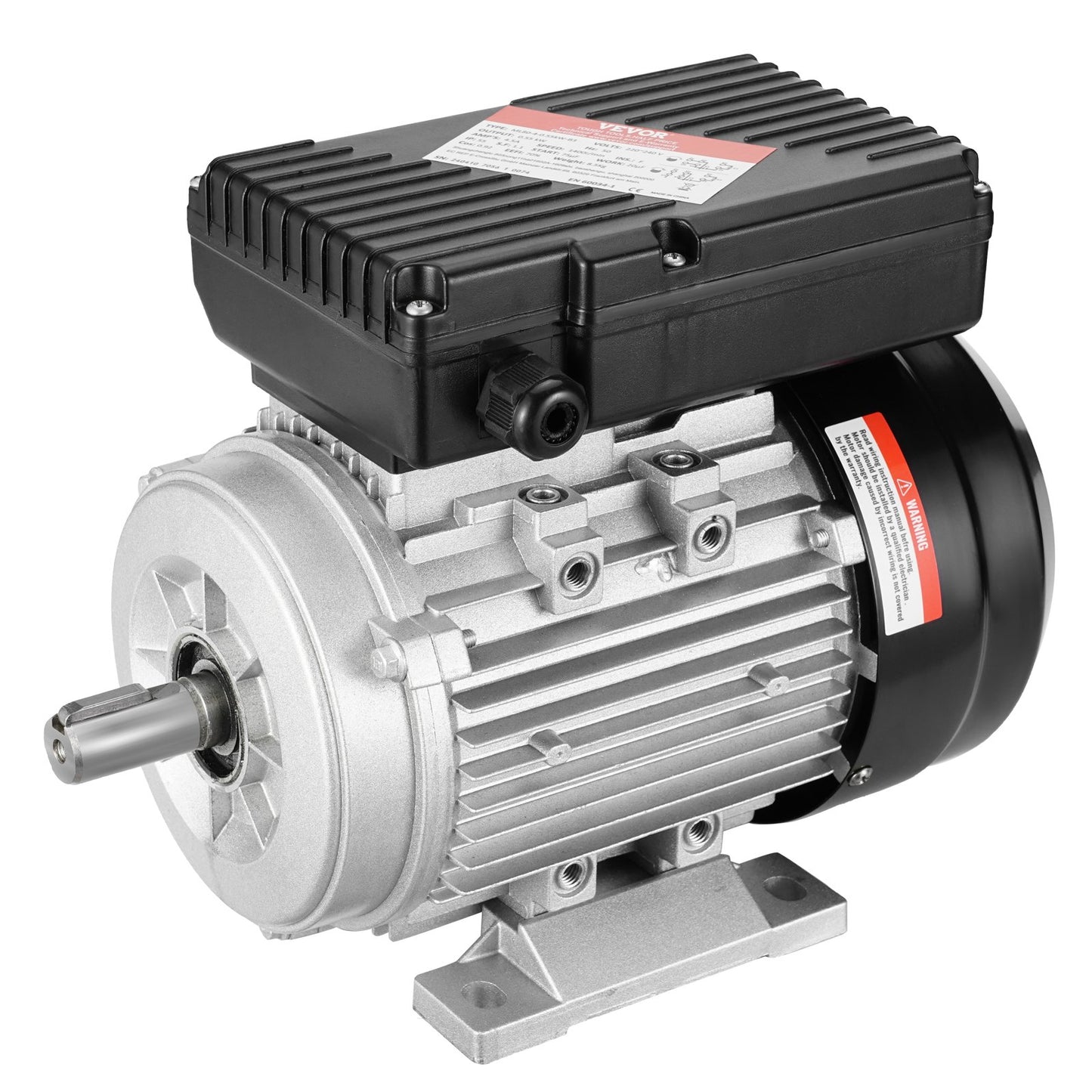 VEVOR 0.55KW Electric Motor 1400 rpm, AC 220~240V 4.5A, 80, B3 Frame, Air Compressor