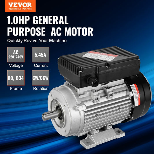 0.75KW AC Motor 1400RPM, 220-240V, 1-Phase, 19mm Shaft, 10.3kg