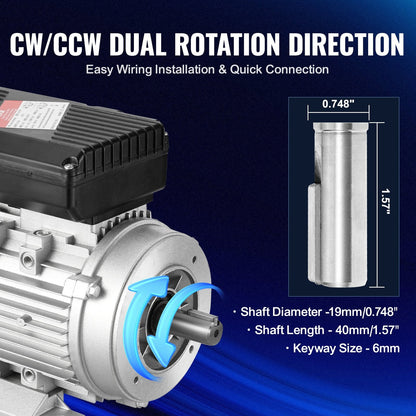 0.75KW AC Motor 1400RPM, 220-240V, 1-Phase, 19mm Shaft, 10.3kg