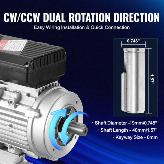 0.75KW AC Motor 1400RPM, 220-240V, 1-Phase, 19mm Shaft, 10.3kg