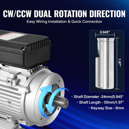 1.5KW AC Motor 1400 RPM, 220-240V, B34 Frame, Dual Rotation for Equipment